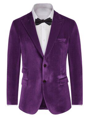 NEW Grace Karin Men's Purple Velvet Blazer 2 Button Size L (44)
